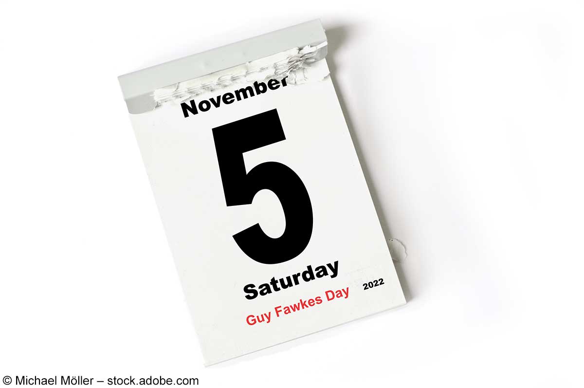 Kalenderblatt zum Samstag, 5. November 2022, Guy Fawkes Day